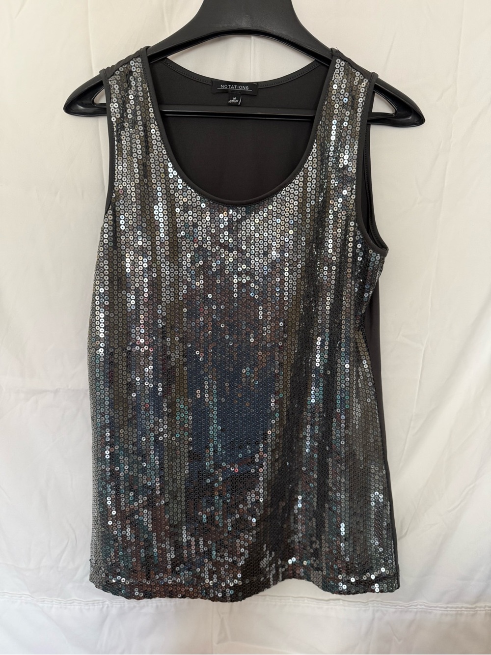 Notations Silver Sequin Scoop Neck Tank